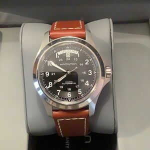 Hamilton Khaki Automatic Watch with Brown Leather Strap